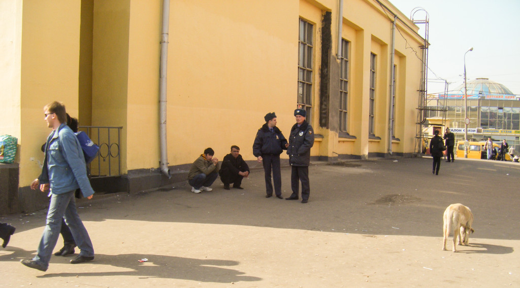 Russian police with some Kavkaz men